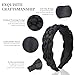KU Black Headbands for Women Trendy, 90s Satin Plait Soft Wide Headband for Girls and Teens, Plain No Teeth Thick Hoops Non-Slip Fashion Hair Accessories for Makeup Washing Face