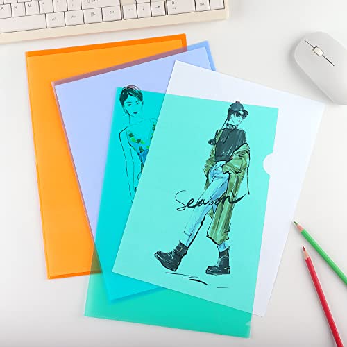 8 Pack Clear File Folders Plastic Project Pockets, Colored Project Sleeves, Plastic Paper Sleeves Folders For Letter Size And A4 For School And Office Supplies #TOP4