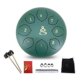 ModouString 6 Inch Rain Drum for Outside 8 Notes,Steel Tongue Drum with Music Book, Mallets Meditation Rain Chime, Musical Instruments for Family, Friends
