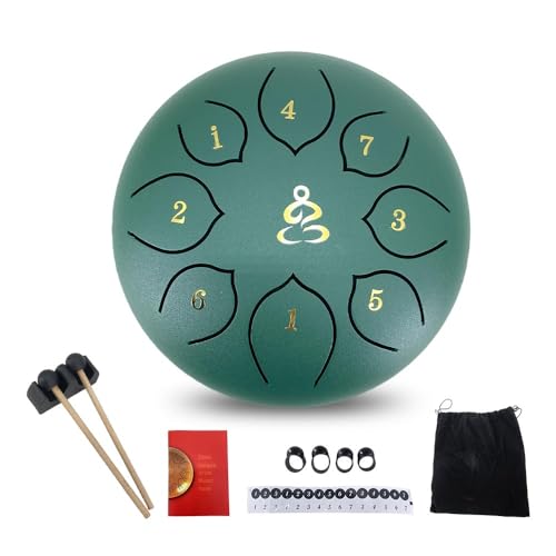 ModouString 6 Inch Rain Drum for Outside 8 Notes,Steel Tongue Drum with Music Book, Mallets Meditation Rain Chime, Musical Instruments for Family, Friends
