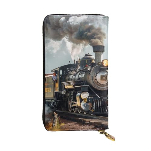 Portefeuille en cuir pour femme grand porte-monnaie de voyage zippé noir
