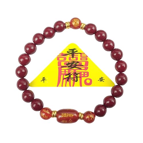 LWDUDE Tai Sui Bracelet 2026 Consecrated Cinnabar Protection Bracelet for Men Women 8MM Red Bead Bracelet with Triangle Amulet & Certificate Feng Shui Lucky Ben Mingnian Gift for Year of the Horse