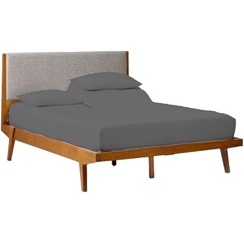 SlumberWell Top Split King Sheets Sets for Adjustable Bed - 4 Piece Set Top Half Split King Sheets for Lift Bed - Cotton, Flex Top King Set Sheets 32" Split Head Up to 18 inch Deep Pockets, Dark Grey Cover