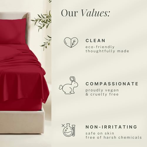 Image of Hearth & Harbor Extra Deep Pocket Sheets - Fits Mattress 18-24 Inches Deep - Extra Deep Pocket Twin XL Sheets Sets - 4 Piece Twin XL Size - Burgundy