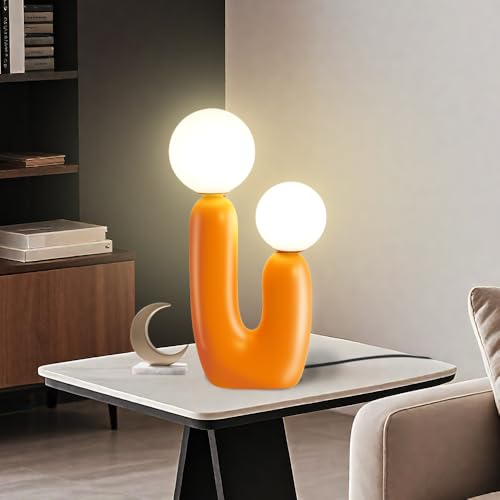 TONGNIDA Bedside Table Lamps for Bedroom Cute Orange Cactus Lamp,Mid