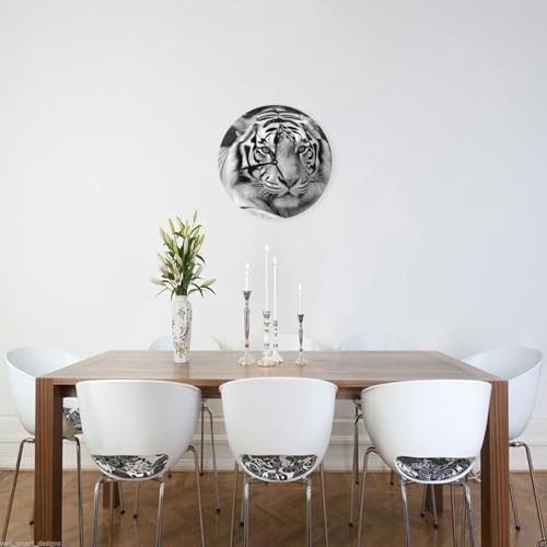 Horloge murale tigre noir et blanc silencieuse moderne à piles