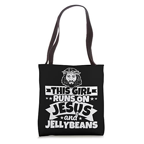 Girl runs on Jesus and jellybeans Tote Bag