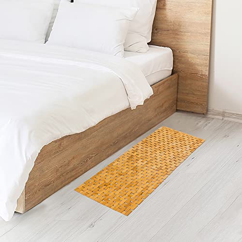 Bamboo Bath Mat Bathroom Runner Long Large Rugs Floor Wood Shower Bathtub Waterproof Non Slip Accessories 16X48 Inch Easy To Clean, Natural, 1 Pc #TOP5