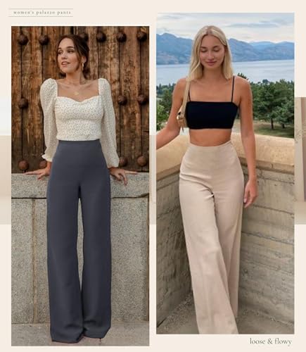 Image of ZOOSIXX Wide Leg Palazzo Pants for Women - High Waist Casual Beach Lounge Pants Loose Flowy Pants Stretchy Trousers