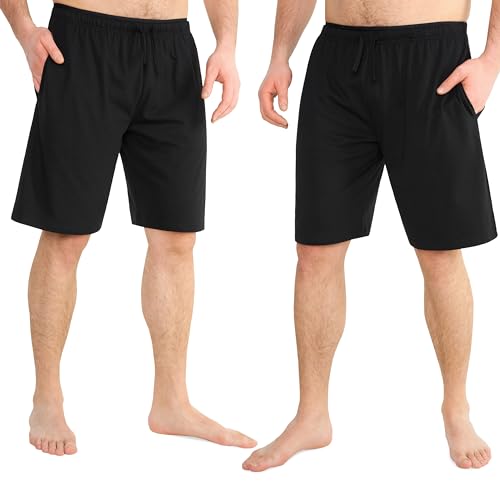 CityComfort Cómodos Pantalones Cortos Pijama para Hombres, Pack de 2 Piezas (M, Negro)