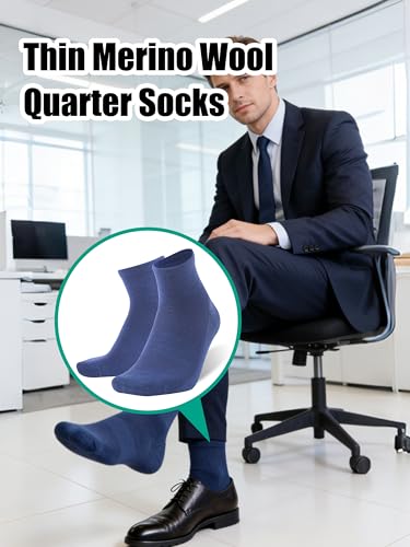 Image of Merino Wool Ankle Socks, Men's Women's 90% Wool Athletic Thin Running Moisture Wicking Socks, 3 Pairs