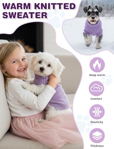 Image of Dog Sweaters for Small Medium Large Dog, Classic Turtleneck Pet Clothes Warm Thermal Doggy Winter Coat, Thick Double Knitting Collar Pullover Cold Weather Puppy Jacket for Indoor & Outdoor Wear