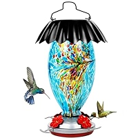 LUJOIN Mangeoire Solaire En Forme De Colibri à Suspendre à L'extérieur, Verre Soufflé à La