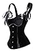 SHAPERX Women's Steel Boned Corset Gothic Stripe Steampunk Velvet Princess Waist Training Vest, SZ1918-2-Black-M