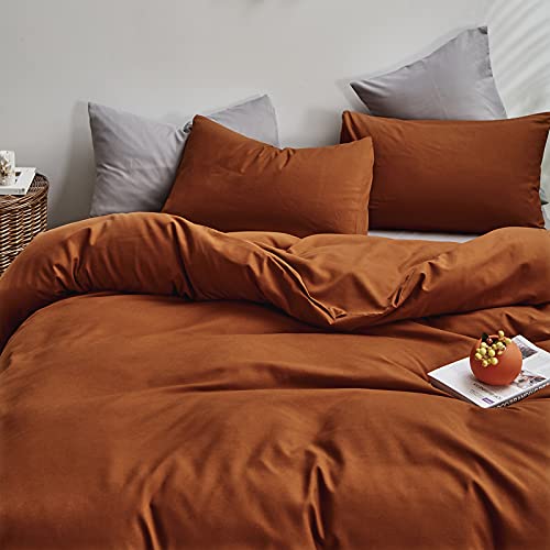 Houseri Rust Comforter Set King Burnt Orange Bedding Comforter Sets Terracotta Comforter Cinnamon Bedding King Solid Color Reddish Brown Bedding For Women Men Caramel Bed Comforters Quilts King #TOP1