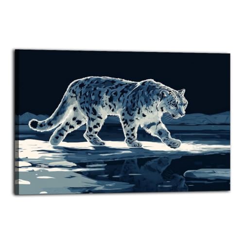 Leopard Canvas Wall Art for Living Room Winter Canvas Prints