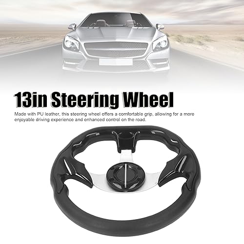 KIMISS 13 Zoll Auto Racing Lenkrad PU Leder Racing Stil Komfortable Griff Modifikation Auto Ersatz