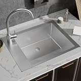 Fregadero de Acero Inoxidable 304, Lavaderos y Cocinas(Silver)