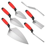 6 Pcs Masonry Hand Tool Set - 11' x 5-1/2' Philadelphia Brick Trowel, 2 Pcs Pointing Trowel, 5' x 2' Margin Trowel, 1/2' Tuck Pointing Trowel, 5/8” x 1/2” Convex Brick Jointer