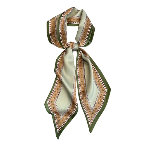 Foulard en soie de mûrier femme bandeau cheveux ruban sac satin vert fleur