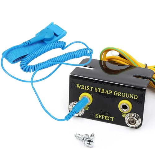 Image of ESD Wrist Strap Grounding Kit with 5.74ft Terminal Cable & Anti-Static Socket Connector - Durable Anodized Aluminum - Static Protection for Electronics (2-Port(4Pack))