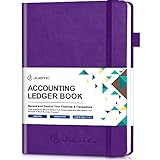 JUBTIC Hardcover Accounting Ledger Book（7x10″ ）- Bank Accounting Log Journal for Small Business Bookkeeping & Personal Use - Account Tracker Notebook, Ledger Book Record Income and Expense - Very Peri