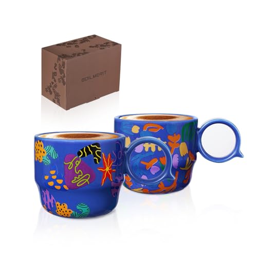 Ceramic Espresso Cups Set of 2 - Mini Double Espresso Coffee Cups