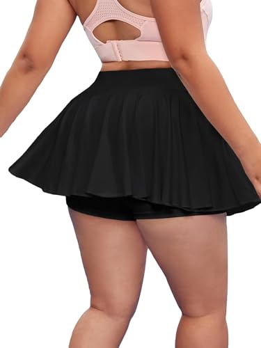 Floerns Women's Plus Size High Waisted Pleated Tennis Workout Skirt4