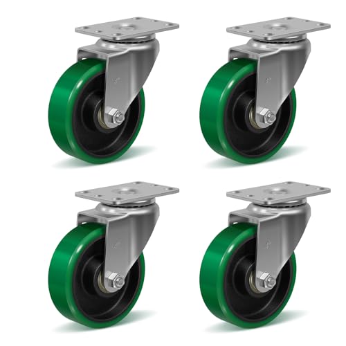 Roulettes de 10,2 cm polyuréthane charge lourde pour chariot et boîte à outils pivotantes