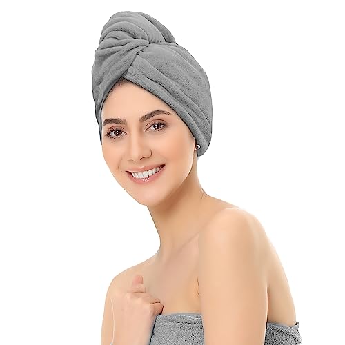 Image of Sassoon Venir Microfiber Hair Wrap Towel for Women, Pack of 2 with Smooth Texture Super Absorbent Quick Dry Hair Turban for Drying Hair(Any 2 Random Colors Will Come)