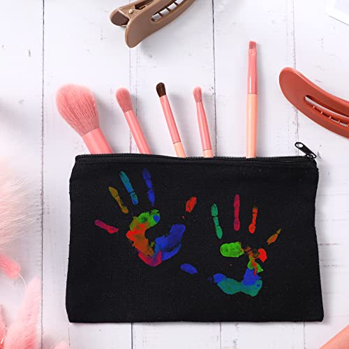 Image of Frienda 50 Pcs Canvas Zipper Pouch Bulk Gift Small Blank Pouch Makeup Bag Cosmetic Toiletry Bag Appreciation Gift for DIY Craft Projects Employee Coworkers Staff Team(Black)