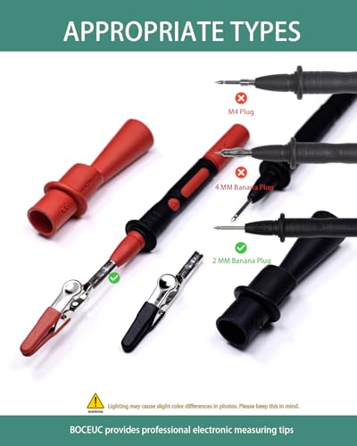 Image of Multimeter Alligator Clips, Insulation Alligator Clip with Flexible Boots for 2mm Diameter Probe Tips