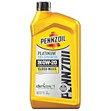 Pennzoil Platinum Full Synthetic Motor Oil (SAE, SN) 0W-20, 1 Quart - Pack of 1