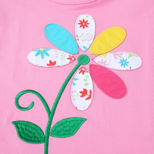 Image of HILEELANG Toddler Girl Easter Outfit Spring Summer Cotton Leggings Pants Tees Shirts Clothing Sets