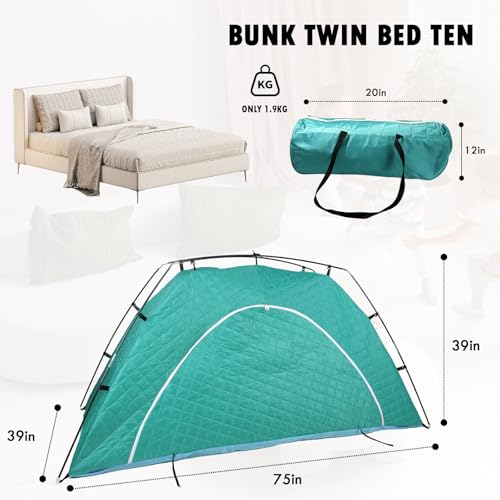 Image of Bed Tent Canopy Bunk Twin Size for Youth and Kids - Portable Warm Sleeping Bed Tents 80% Blackout Pocket Inside, Breathable Private Space Tents Blue(Mattress Not Included)