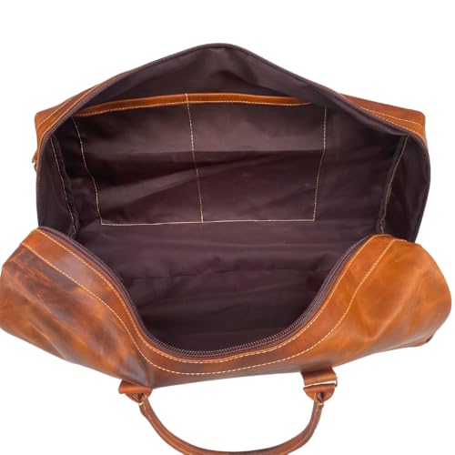 "Leather Duffel Travel Bag - Stylish Weekender Overnight Luggage for Men & Women, Durable & Spacious, Perfect for Weekend Getaways, Gym, and Business Trips"3