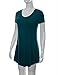 Amore ALLFY Women's Short Sleeve V-Neck Flare Tunic Teal Large