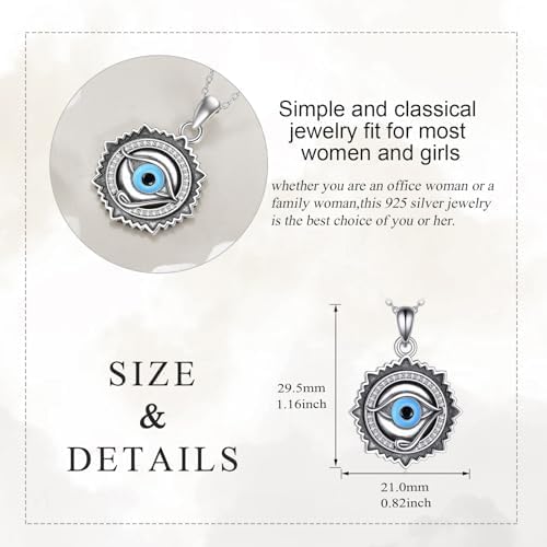 Evil Eye Necklace 925 Sterling Silver Evil Eye Pendant Necklace Greek Protection Jewelry Gifts Lucky Necklace for Women Men - Image 2