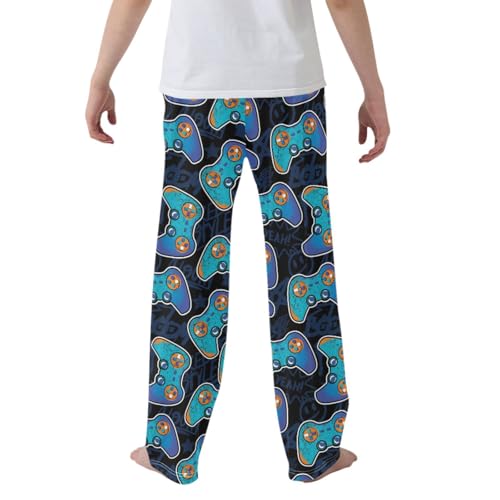 CaTaKu Boys Colorful Joystick Game Pants for Boys Girls Wide Leg Sweatpants Kids Long Bottoms with Pockets Size 6-14Y2