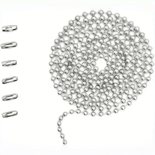 Image of IFNOW Ceiling Fan Pull Chain Metal Fan pull chain extension, ceiling fan chain connector,Diameter 3.2mm 6.5 Feet Long with 6 PCS Connector (White)