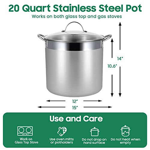 Homkula 9-Piece Canning Supplies, Includes 20 Quart Canning Pot With Rack And Lid & 6-Piece Canning Starter Kit/Canning Tools. (Water Bath Canner For Glass Top Stove) #TOP4