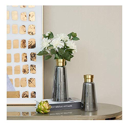 Vase en verre a bordure doree decoration florale haut de gamme