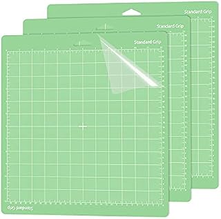 YHANEC Standardgrip Cutting Mat for Cricut Maker/Explore Air/Air 2 /One, 12x12 Inch, 3 Packs Standard Adhesive Cutting Mats, Replacement Accessories for Cricut(Green)