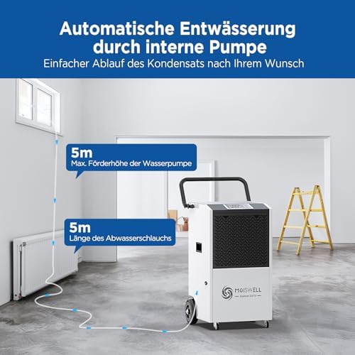 Bild 2 - 80 L Gewerblicher Luftentfeuchter mit Pumpe Bautrockner für Keller, Baustellen & Industrie – Mobiler, Robuster Entfeuchter für Räume bis 350 m³