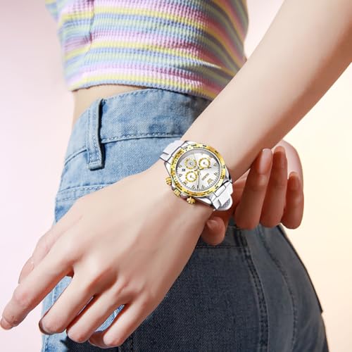 Image of OLEVS Luxury Diamond Small Female Watches - Stainless Steel Bracelet, Waterproof Business Dress Analog Luminous Date Ladies Watches