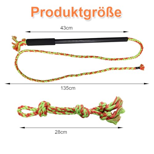 HYSHLC Reizangel Hunde, Reizangel für Hund Große Längenverstellbare, Aktives Hundespielzeug Unzerstörbar, Hundetraining mit Knotenspielzeug Grün und Orange