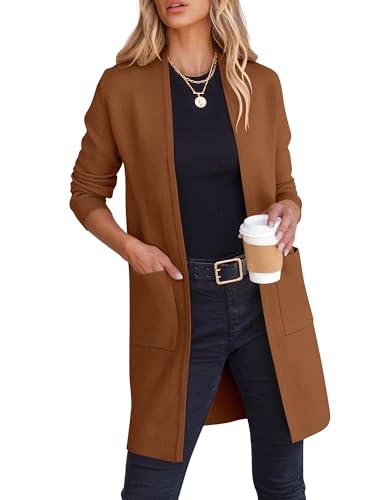 Image of ANRABESS Cardigan Sweater for Women Casual 2026 Fall Fashion Coat Long Sleeve Open Front Knit Coatigan Outwear