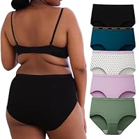 INNERSY Plus Size Knickers for Women Cotton Maxi Briefs High Waisted Underwear 16-32 Multi Pack 5 (16, 1 Polka Dot/4 Multicolours)