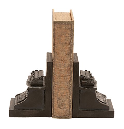 Deco 79 Poly-Stone Typewriter Bookend, 7 by 5-Inch, Set of 2