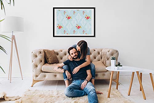 Affiche cadre en bois Tulup 70x50 cm pour raviver un mur blanc avec des roses